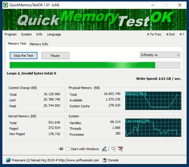 download the new version QuickMemoryTestOK 4.67