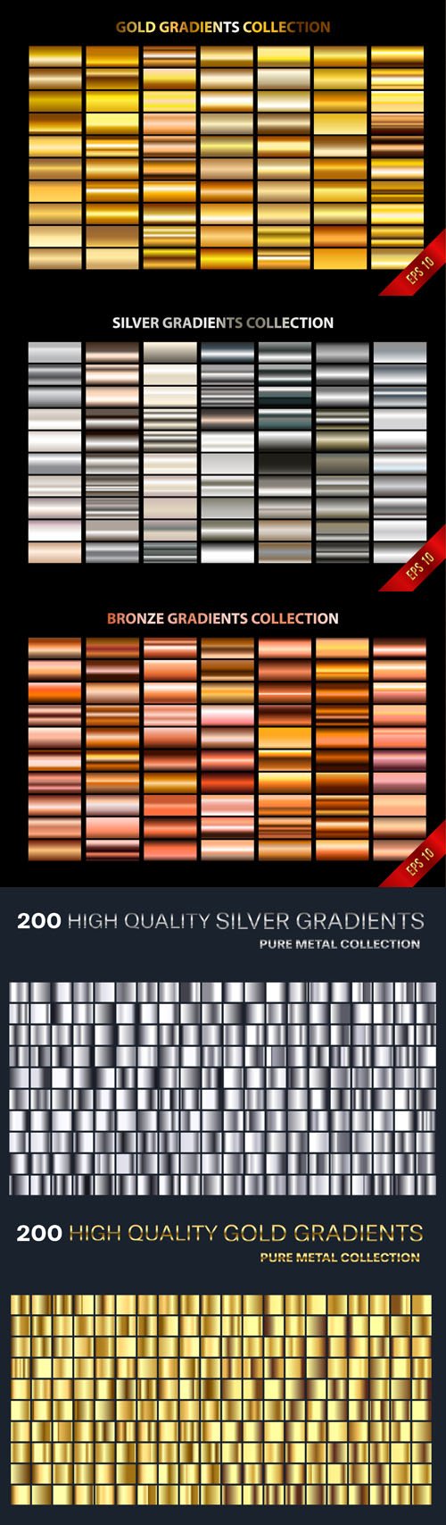 610+ Gold, Silver and Bronze Gradients in Vector