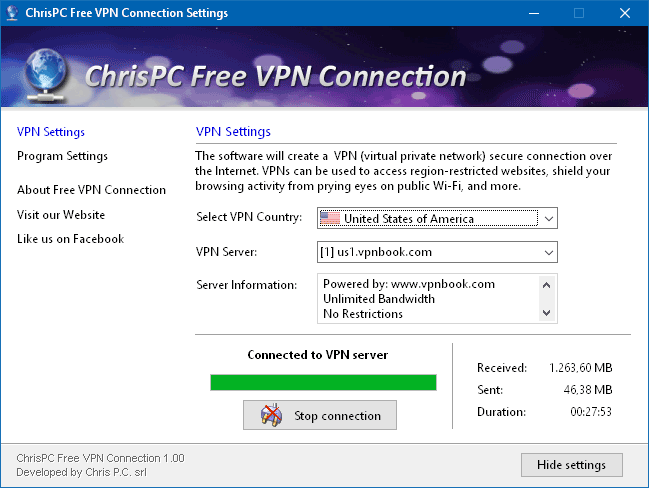 ChrisPC Free VPN Connection 4.07.06 downloading