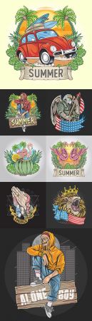 Logos and emblems different goods and services vintage design 3