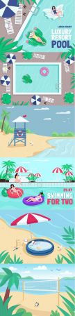 Summer Beach Illustration Vector Template