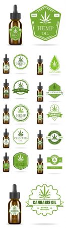 Marijuana Cannabis Hemp Oil Realistic Brown Glass Bottle Vector