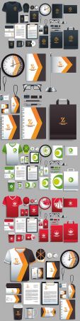 Set of color and white elements stationery templates