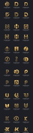 Initials and letter with golden style company logo template
