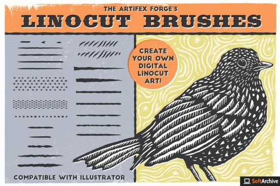 Creativemarket   Linocut Brushes 38719