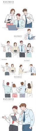 People in business clothes concept line illustration