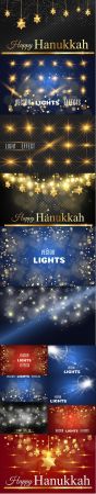 Hanukkah Background with Stars David and Bright Beautiful Stars Light