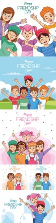 Friendship Day celebration with group of children illustrations