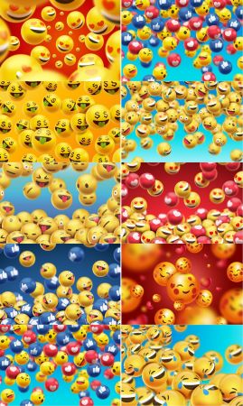 Emojis background realistic vector design