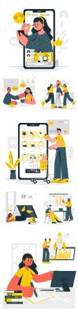 People online shop and learning concept illustration