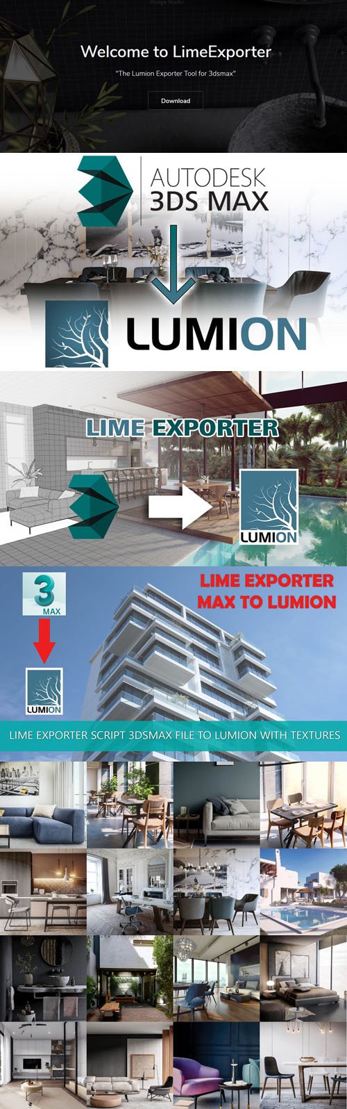 Lime Exporter 1.22 for 3ds Max 2014-2020 to Lumion