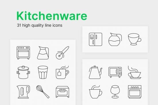 Kitchenware Icons   31 high quality line icons