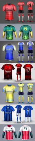 Colored T shirt and football uniform for all body design