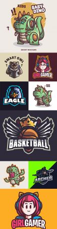 Emblem mascot and Brand name logos design