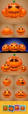 Halloween orange Pumpkin cartoon emotions illustration