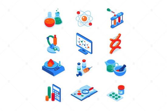 Science and medicine   colorful isometric icons