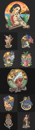 Decorative vintage illustrations on different topics and objects 5