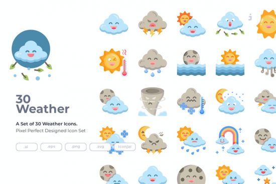 30 Weather Icons   Flat