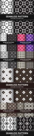 Batik geometry seamless pattern in black and white