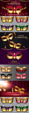 Venice carnival mask with diamonds and gold elements