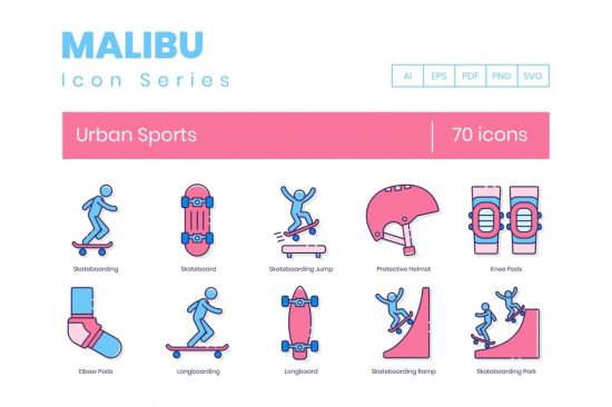 70 Urban Sports Line Icons