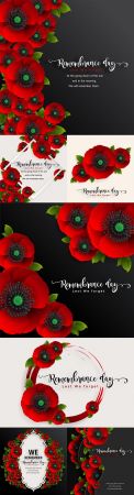 Memorial Day realistic red poppy flower decorative design
