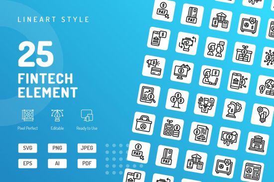 Fintech Element Line Icons