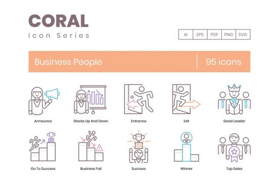 95 Business People Line Icons
