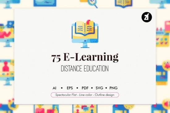 75 E Learning elements icon pack