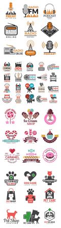 Icons, symbols and logo collection different themes flat design
