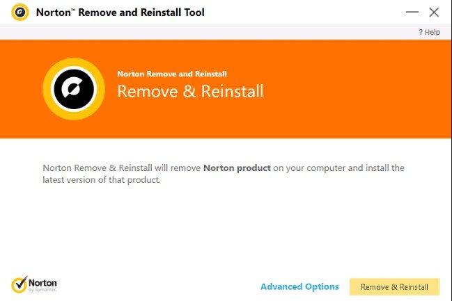 norton remove and reinstall tool error