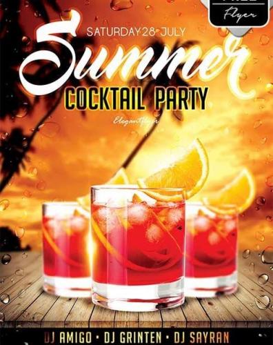 Summer Cocktail Party V9 Flyer PSD Template + Facebook Cover