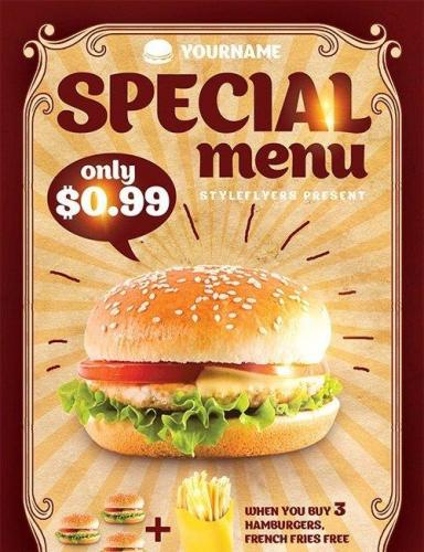 Special Menu PSD Flyer Template + Facebook Cover