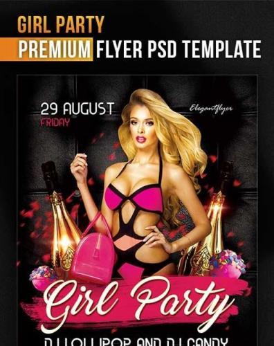 Girl Party Flyer PSD Template + Facebook Cover