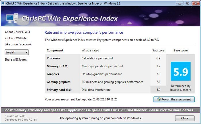 download the new version for apple ChrisPC Win Experience Index 7.22.06