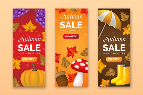 Realistic autumn sale banners