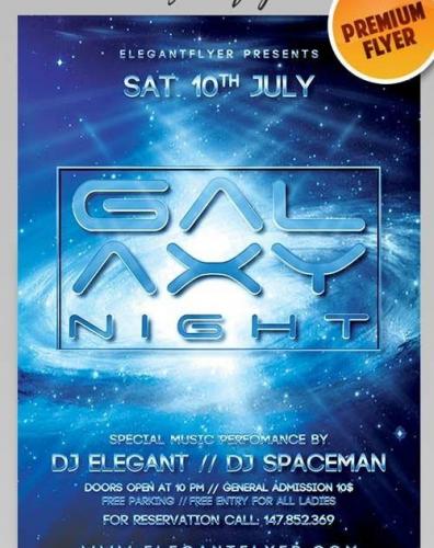 Galaxy Night Flyer PSD Template + Facebook Cover