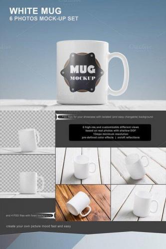 White Mug Mockup Set – 6 photos