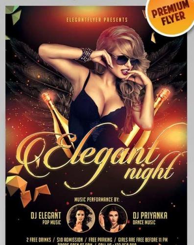 Elegant Flyer Night V1 Flyer PSD Template + Facebook Cover