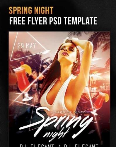 Spring Night V12 Flyer PSD Template + Facebook Cover