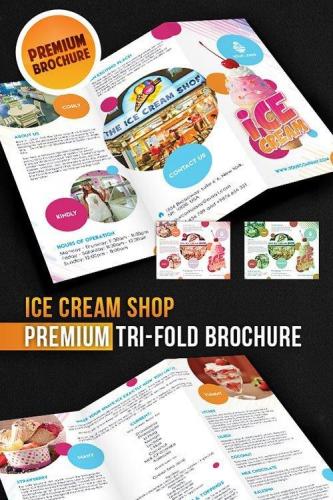 Ice Cream Shop  Tri Fold Brochure PSD Template