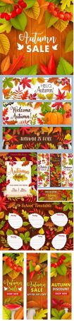 Autumn sale season discount and price illustration poster