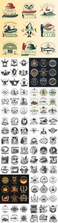Vintage antique emblems and logos with text design 10