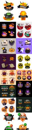 Halloween sale label and badge set collection design