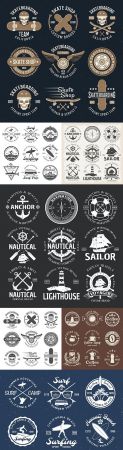Vintage antique emblems and logos with text design 6