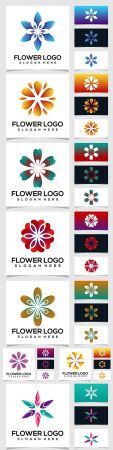 Flower logo color design for business card