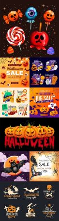Happy Halloween holiday banner illustration collection 4