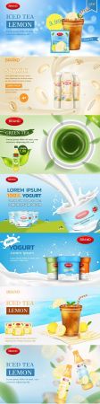 Dairy products and drinks advertising brand design template