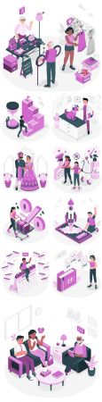 People of different professions and lifestyle isometric illustrations 5