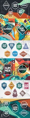 Summer grunge geometric tropical poster design modern